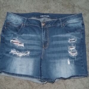 Maurices Distressed Blue Denim Shorts